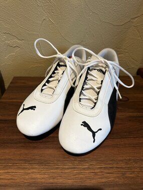 Puma Bmw Motorsport X-R Cat Sneakers Driving Shoes White Black Leather Size US11